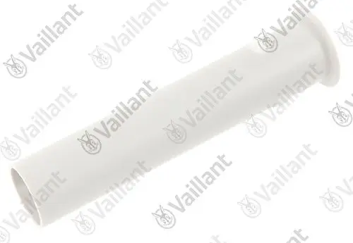Weißes Rohr von Vaillant, schmal und zylindrisch, mit einem durchgehenden Bohrungsdesign, geeignet für Warmwasseranwendungen.
